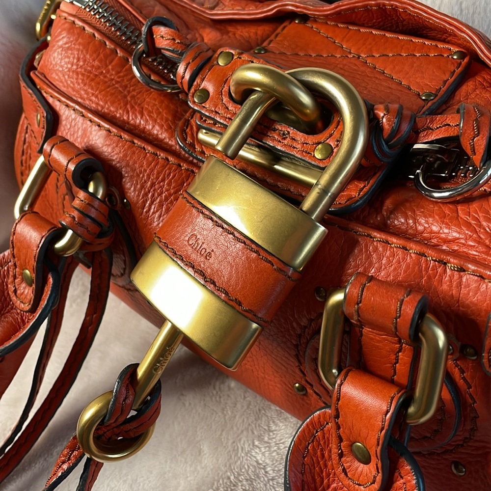 Chloe Orange Leather Satchel - Picture 6 of 12